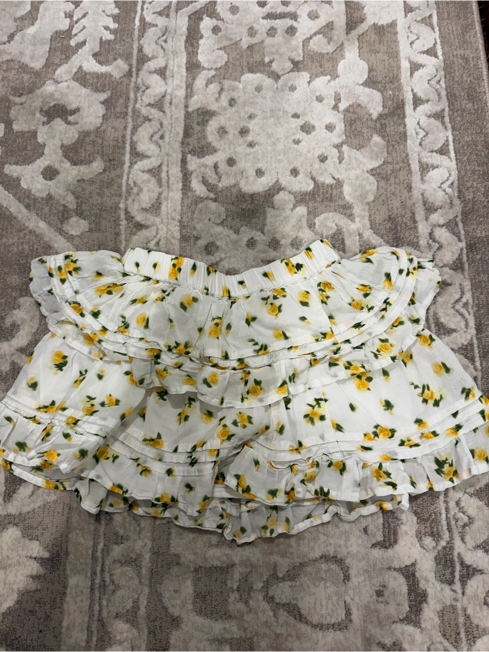 Crewcuts Ruffle Skirt for Kids - Yellow Rose Print
